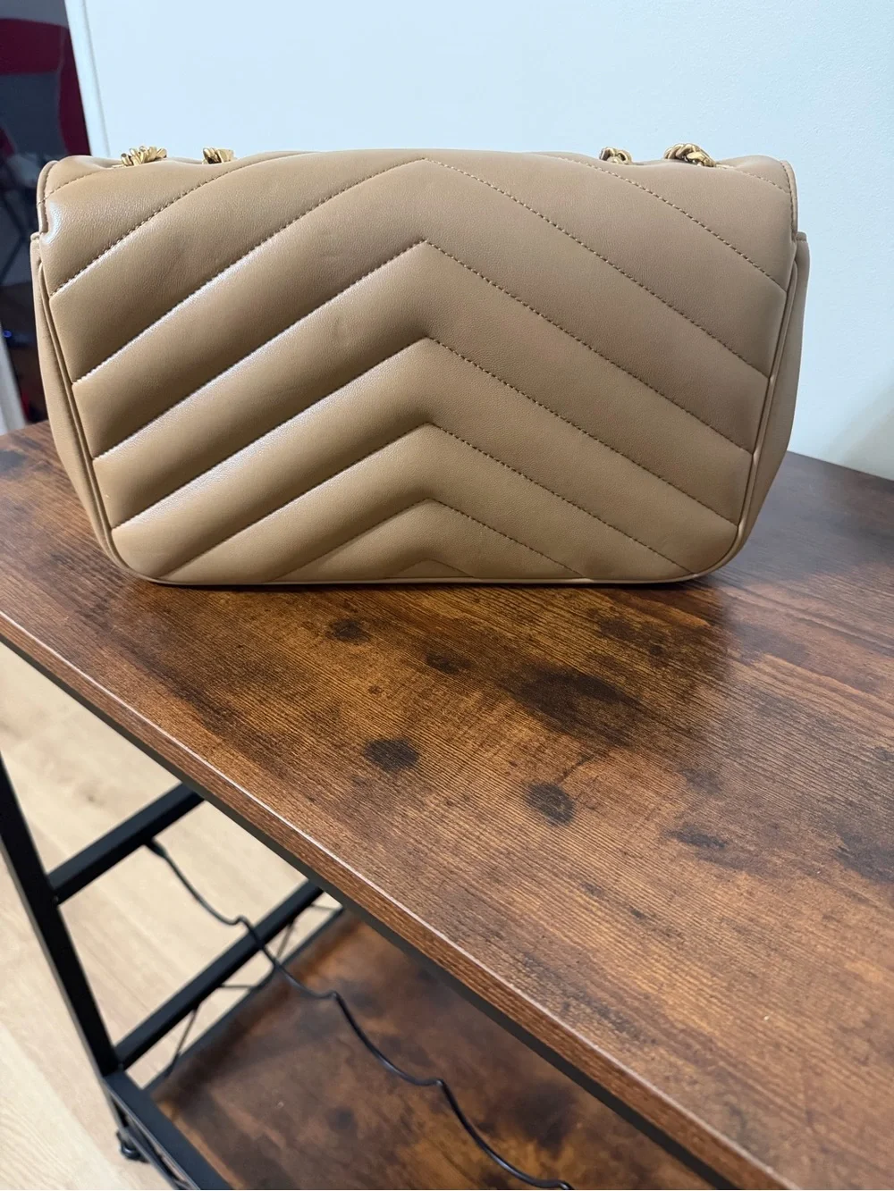 AUTHENTIC YSL Medium LouLou Lambskin Purse - Natural Tan